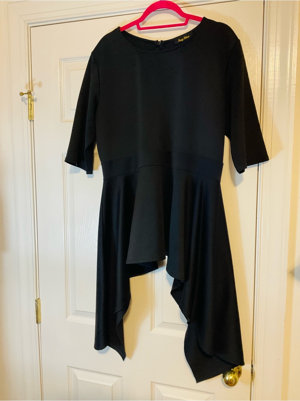 Black Asymmetric Peplum Top - Women